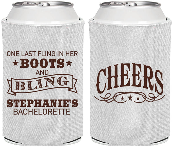 Personalized Bachelorette Can Coolers - Boots And Bling | 60118