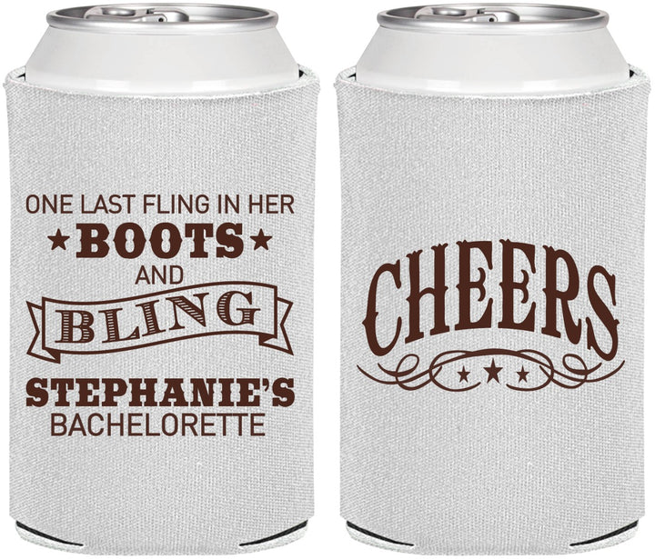 Personalized Bachelorette Can Coolers - Boots And Bling | 60118