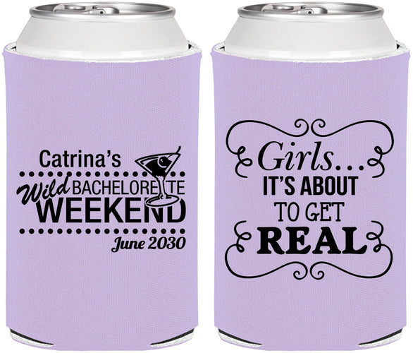 Personalized Bachelorette Can Coolers - About To Get Real | 60123
