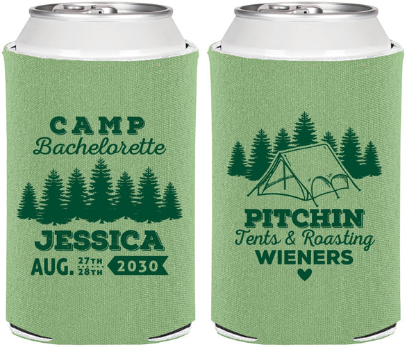 Personalized Bachelorette Can Coolers - Camping | 60124