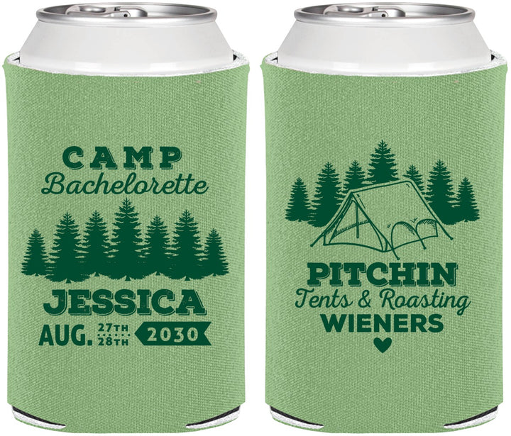 Personalized Bachelorette Can Coolers - Camping | 60124