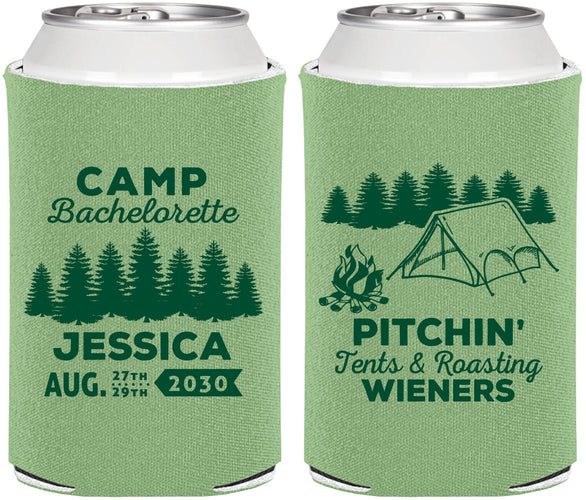 Personalized Bachelorette Can Coolers - Camping | 60125