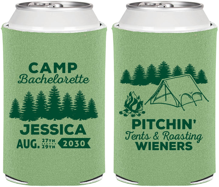 Personalized Bachelorette Can Coolers - Camping | 60125