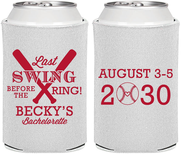 Personalized Bachelorette Can Coolers - Last Swing Before Ring | 60127