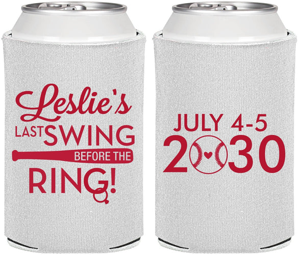 Personalized Bachelorette Can Coolers - Last Swing Before Ring | 60128