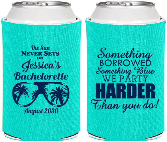 Personalized Bachelorette Can Coolers - Something Borrowed | 60132