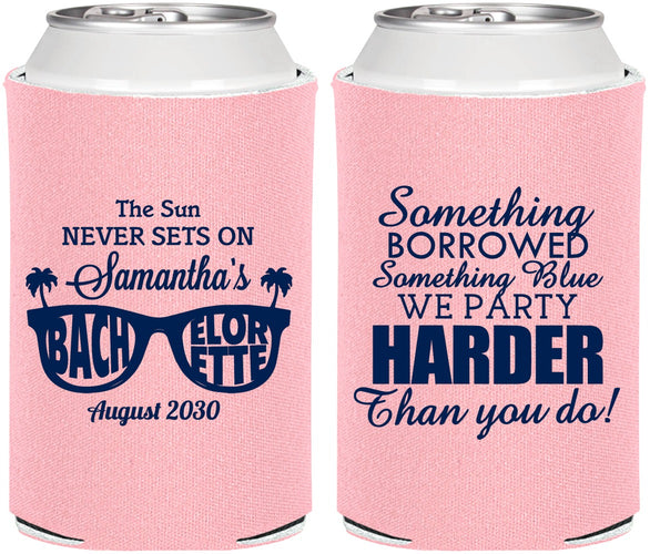 Personalized Bachelorette Can Coolers - Something Borrowed | 60133
