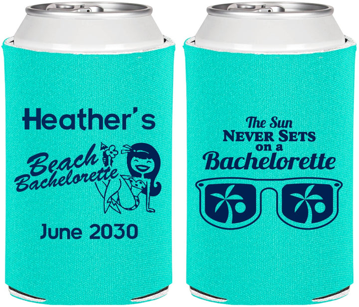 Personalized Bachelorette Can Coolers - Beach | 60135