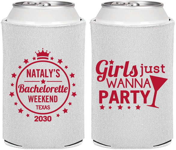 Personalized Bachelorette Can Coolers - Girls Just Wanna Party | 60139