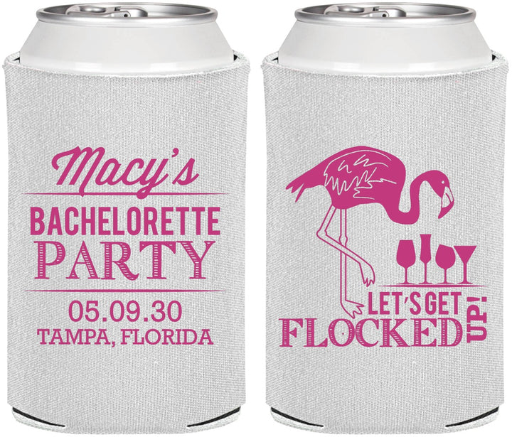 Personalized Bachelorette Can Coolers - Lets Get Flocked Up | 60143