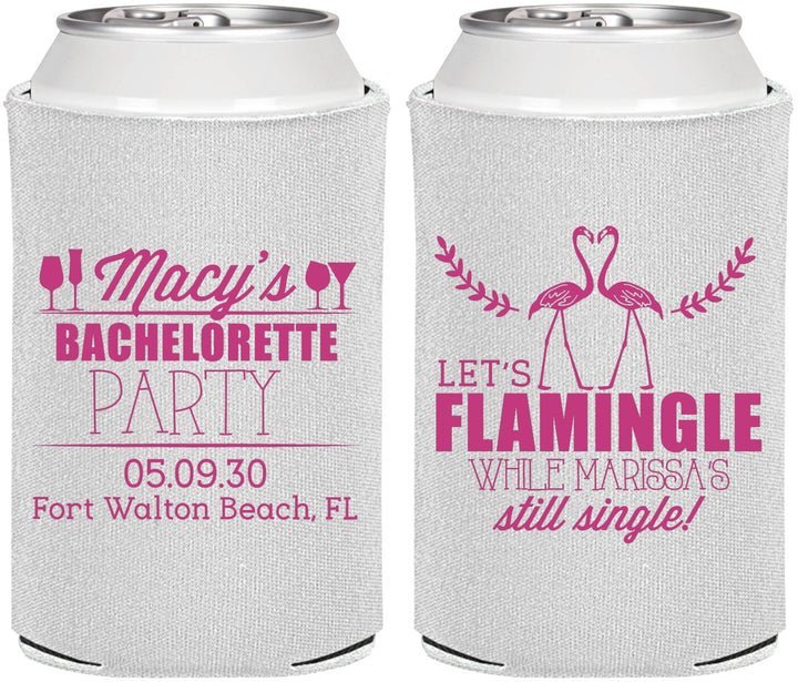 Personalized Bachelorette Can Coolers - Lets Flamingle Still Single | 60144