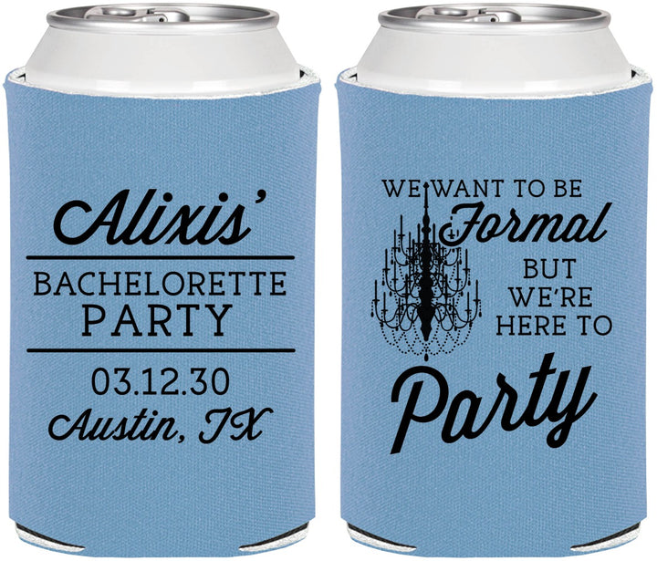 Personalized Bachelorette Can Coolers - Formal Party | 60145