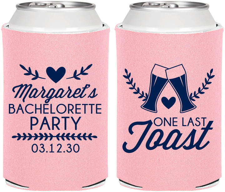 Personalized Bachelorette Can Coolers - One Last Toast | 60147