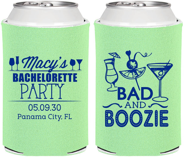 Personalized Bachelorette Can Coolers - Bad And Boozie | 60155