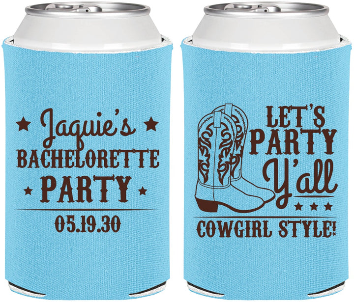Personalized Bachelorette Can Coolers - Cowgirl Boots | 60163