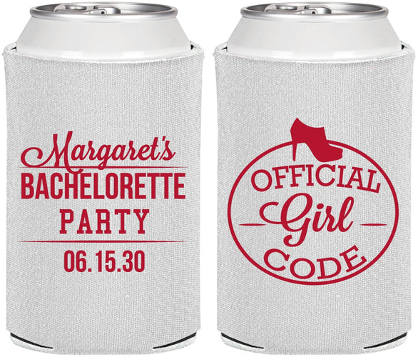 Personalized Bachelorette Can Coolers - Official Girl Code | 60176