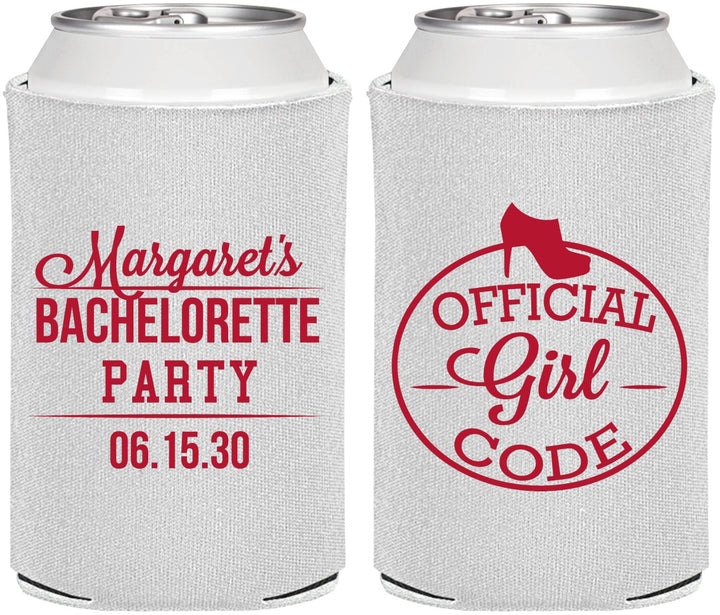 Personalized Bachelorette Can Coolers - Official Girl Code | 60176