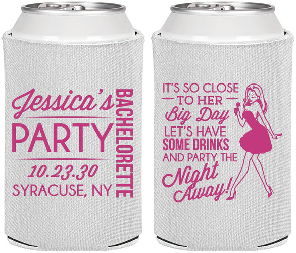 Personalized Bachelorette Can Coolers - Drink The Night Away | 60182