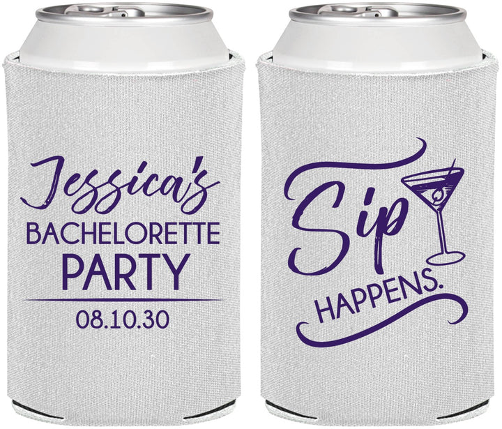 Personalized Bachelorette Can Coolers - Sip Happens | 60197
