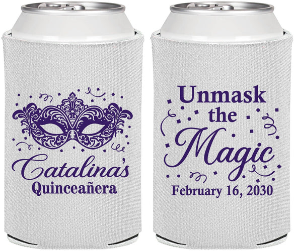 Personalized Quinceanera Can Coolers - Mardi Gras Quince | 70010