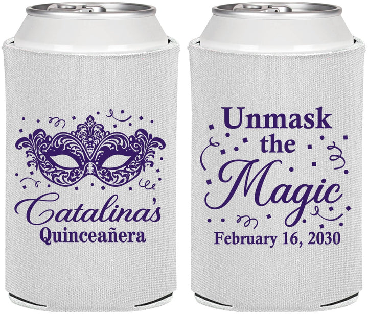 Personalized Quinceanera Can Coolers - Mardi Gras Quince | 70010