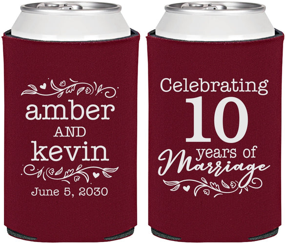Personalized Anniversary Can Coolers - 10 Years Of Marriage | 80000
