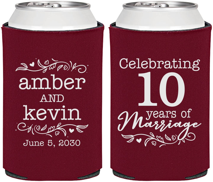 Personalized Anniversary Can Coolers - 10 Years Of Marriage | 80000
