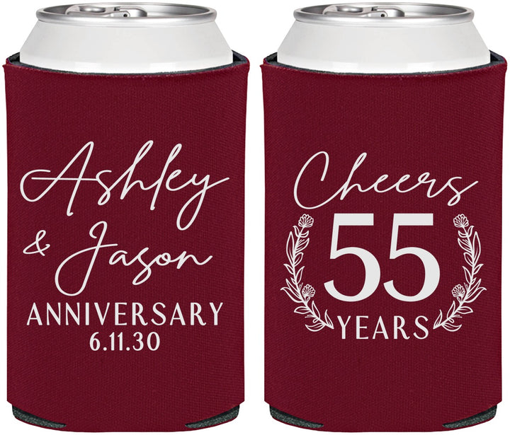 Personalized Anniversary Can Coolers - Cheers To 55 Years | 80008