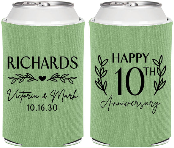 Personalized Anniversary Can Coolers - 10th Wedding | 80010
