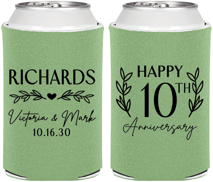 Personalized Anniversary Can Coolers - 10th Wedding | 80010