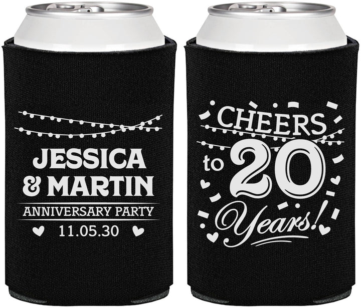 Personalized Anniversary Can Coolers - Cheers To 20 Years | 80011