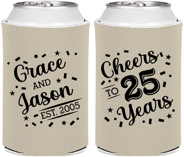 Personalized Anniversary Can Coolers - Cheers To 25 Years | 80012