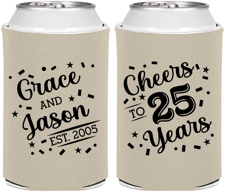 Personalized Anniversary Can Coolers - Cheers To 25 Years | 80012