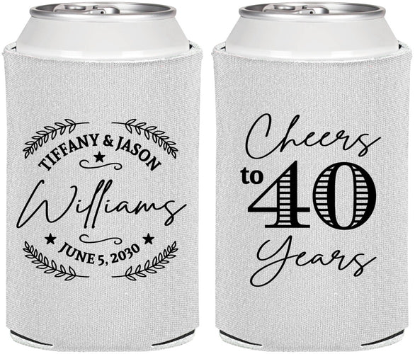 Personalized Anniversary Can Coolers - Cheers To 40 Years | 80015