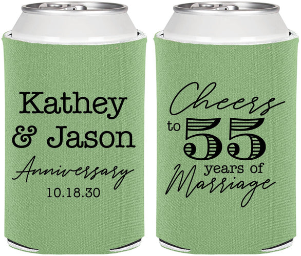 Personalized Anniversary Can Coolers - Cheers To 55 Years | 80018