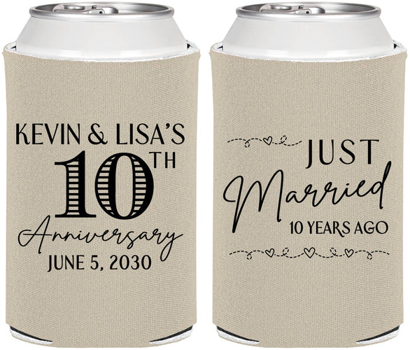 Personalized Anniversary Can Coolers - 10 Years Down | 80020