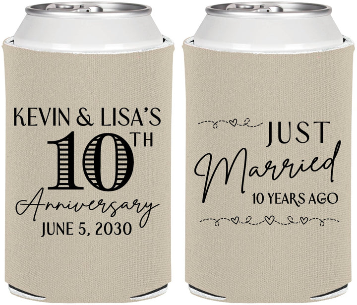 Personalized Anniversary Can Coolers - 10 Years Down | 80020