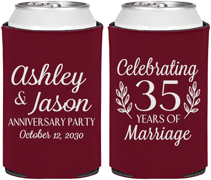 Personalized Anniversary Can Coolers - 35 Years Of Marriage | 80024