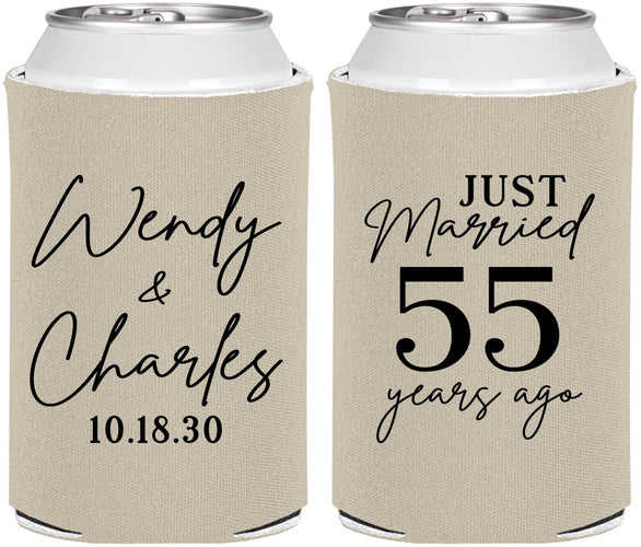 Personalized Anniversary Can Coolers - Just Married 55 Years Ago | 80028