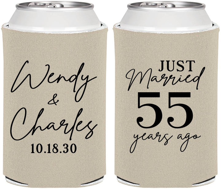 Personalized Anniversary Can Coolers - Just Married 55 Years Ago | 80028