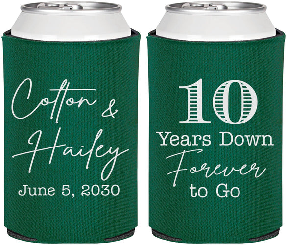 Personalized Anniversary Can Coolers - Just Married 10 Years Ago | 80030