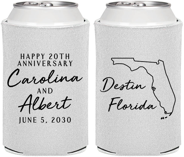Personalized Anniversary Can Coolers - 20th Wedding | 80031