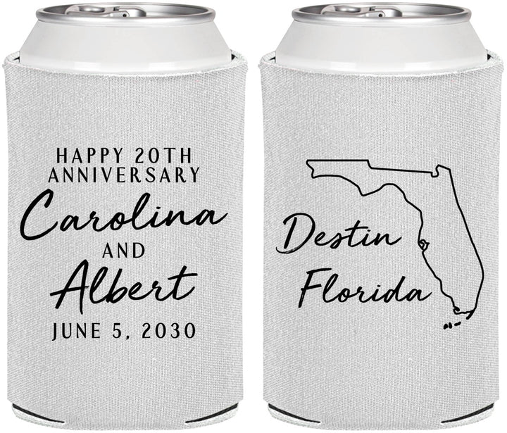 Personalized Anniversary Can Coolers - 20th Wedding | 80031