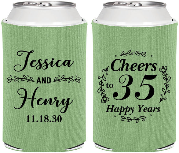 Personalized Anniversary Can Coolers - Cheers To 35 Years | 80034