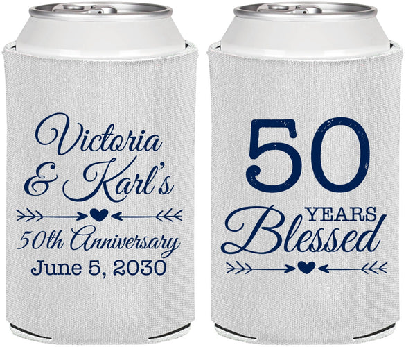 Personalized Anniversary Can Coolers - 50 Years Blessed | 80037