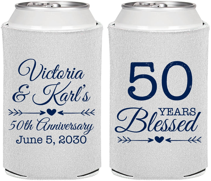 Personalized Anniversary Can Coolers - 50 Years Blessed | 80037