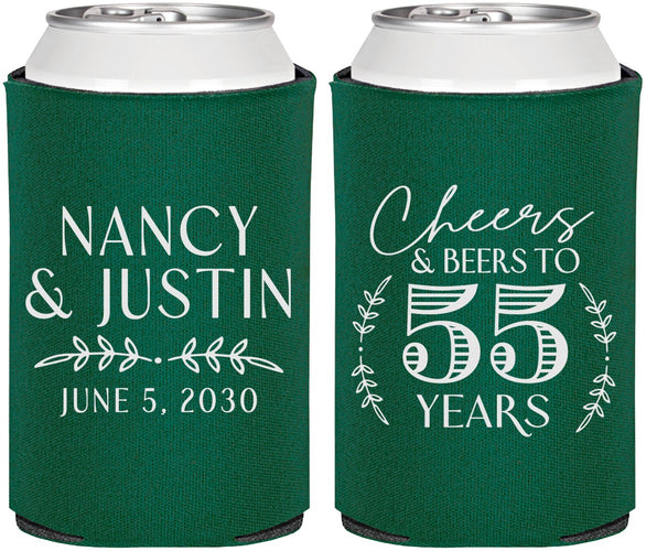 Personalized Anniversary Can Coolers - Cheers To 55 Years | 80038