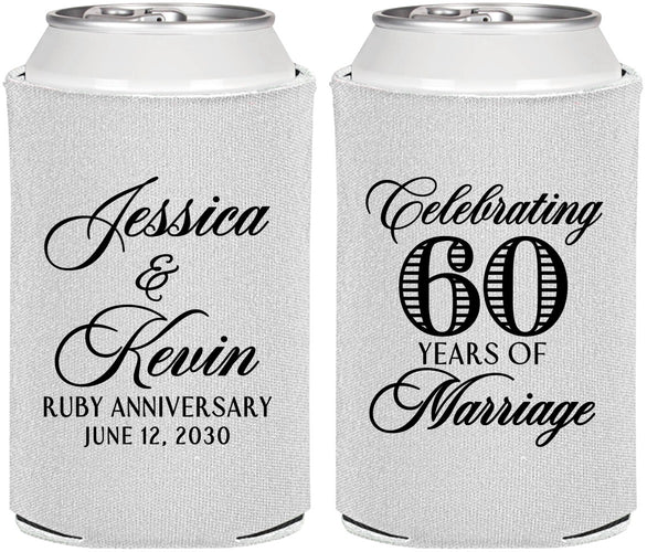 Personalized Anniversary Can Coolers - 60 Years Of Marriage | 80039