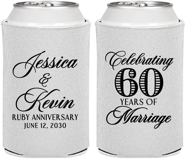 Personalized Anniversary Can Coolers - 60 Years Of Marriage | 80039