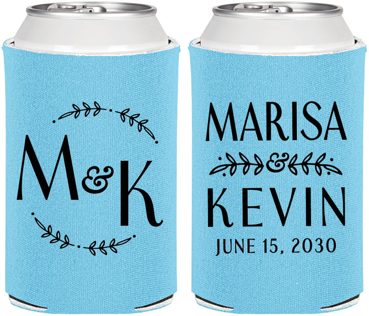 Personalized Wedding Can Coolers - Two Letter Monogram | 801